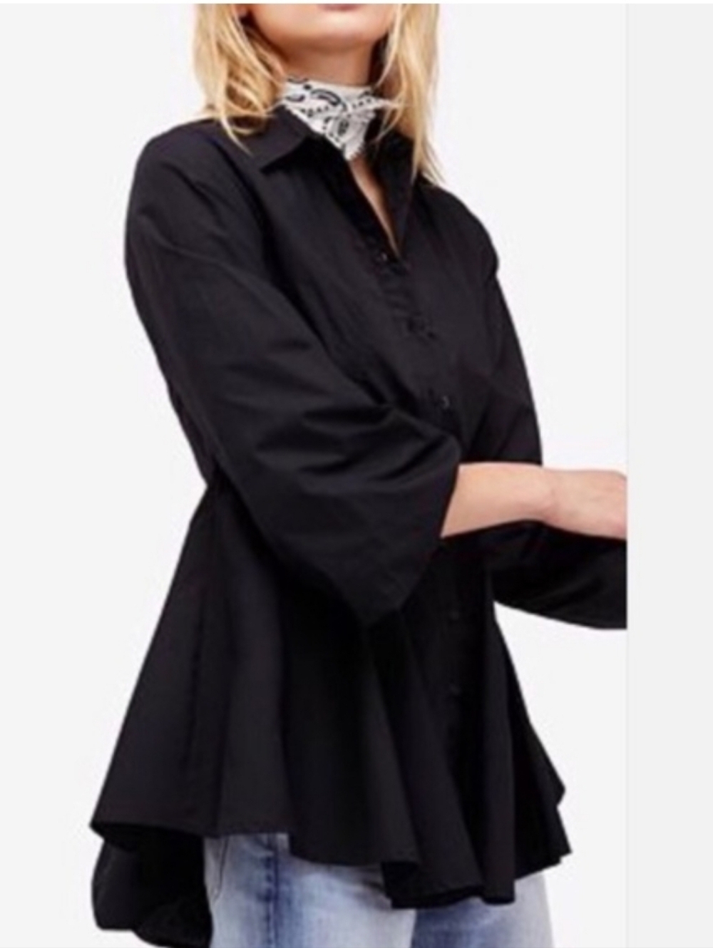 Free People Freya poplin button-down tunic size S NEW
